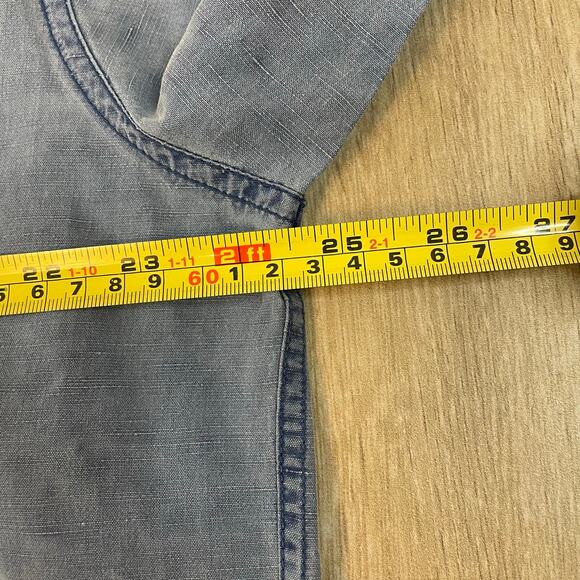 Tori Richard Honolulu Shirt XL Blue Silk Linen Long Sleeve Button Front Casual - Picture 7 of 10